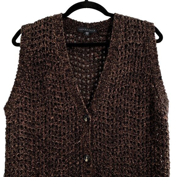 Anthropologie SANCTURARY Women Sweater Size L Brown Button Front Open Knit 54-3 - Picture 3 of 8